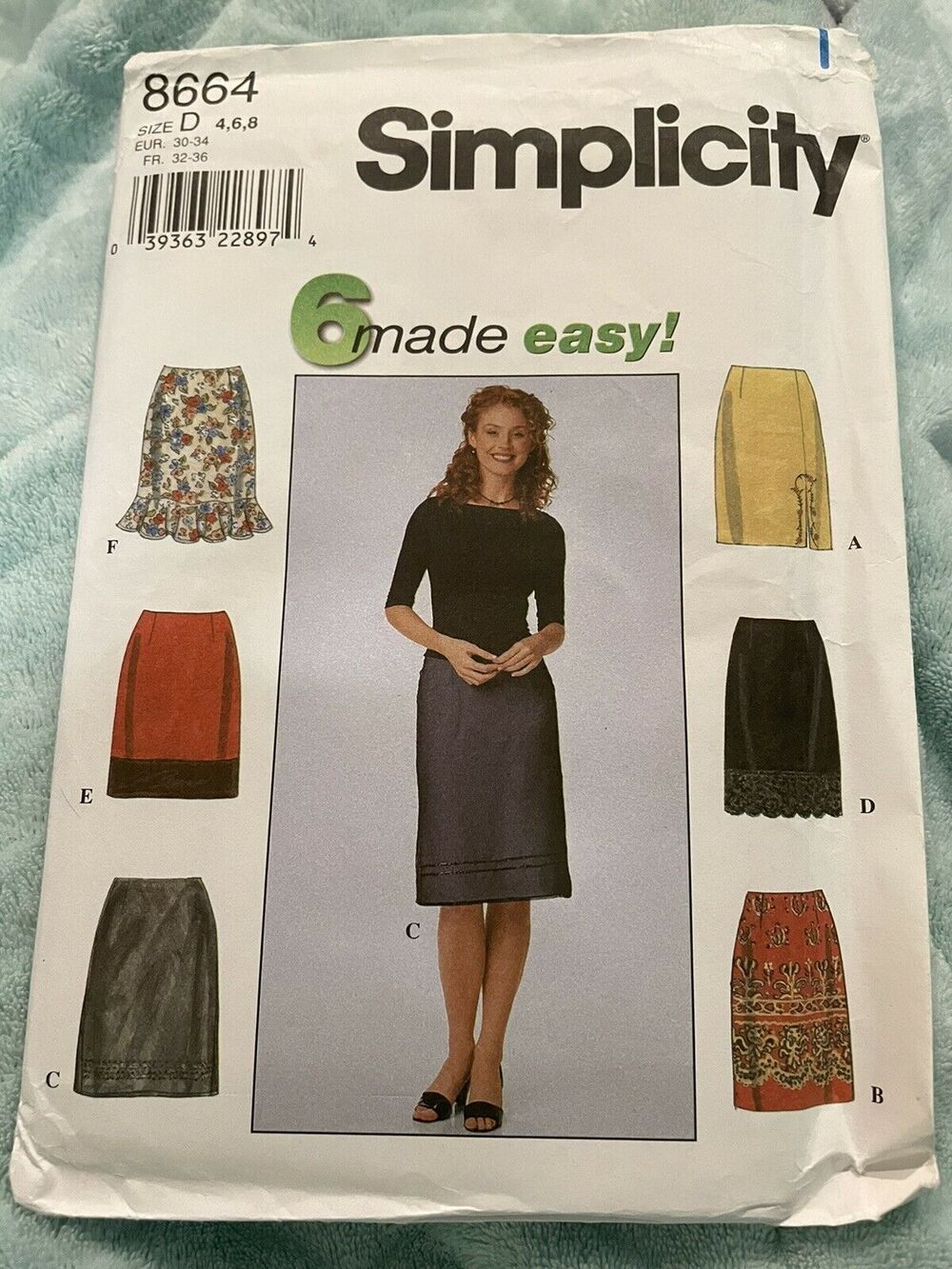 8664 Simplicity Vintage Pattern Womens Uncut Misses Skirt Size D 4, 6, 8